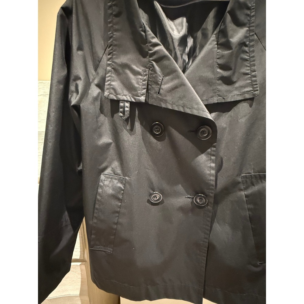 Siena Womens Black Double Breasted Short Trench Coat Jacket Size Medium - Picture 4 of 6